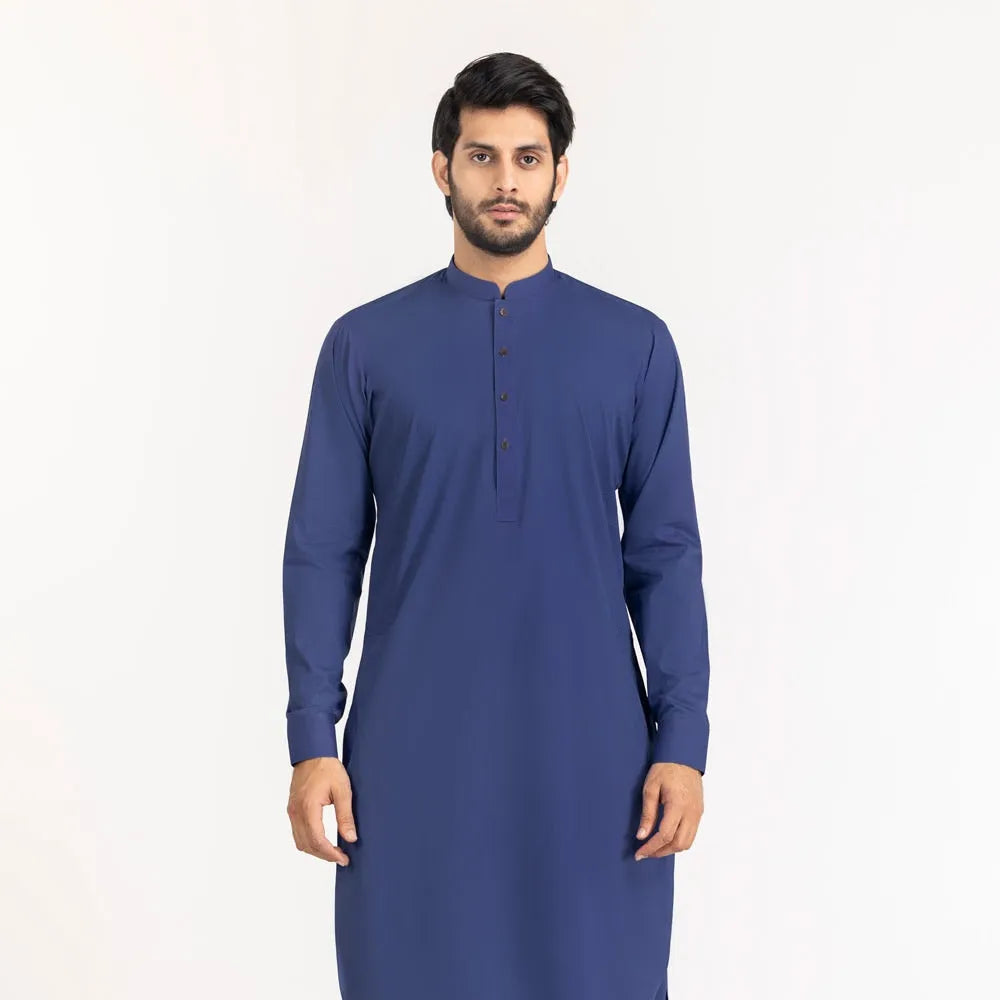 Royal Blue Cotton Stitched Fabric