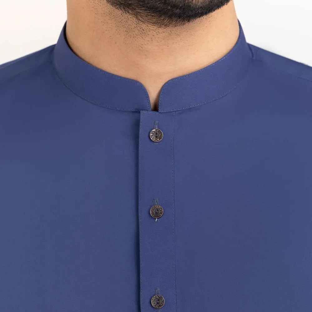 Royal Blue Cotton Stitched Fabric