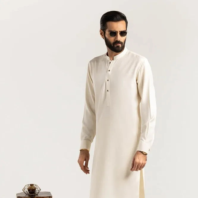 Cream-White Boski Stitched Fabric