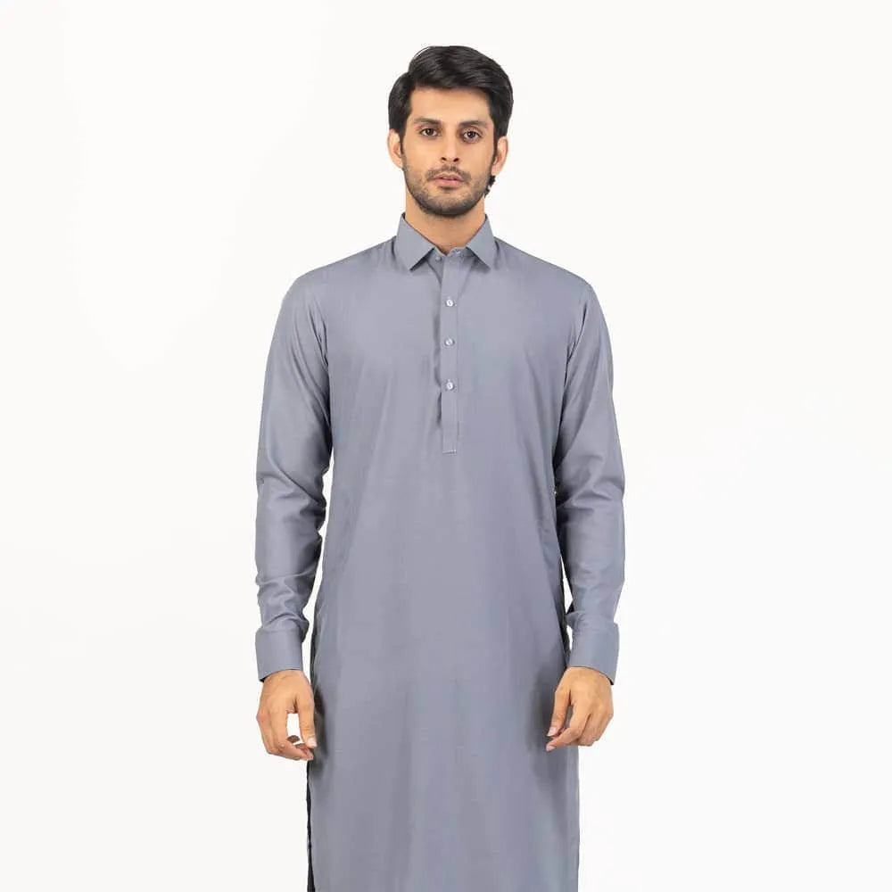 Royal Grey Wash & Wear Stitched Fabric