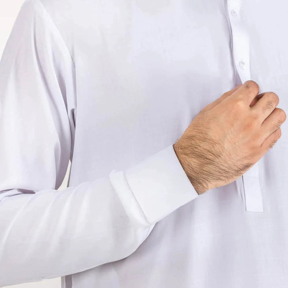 White Wash & Wear Stitched Fabric