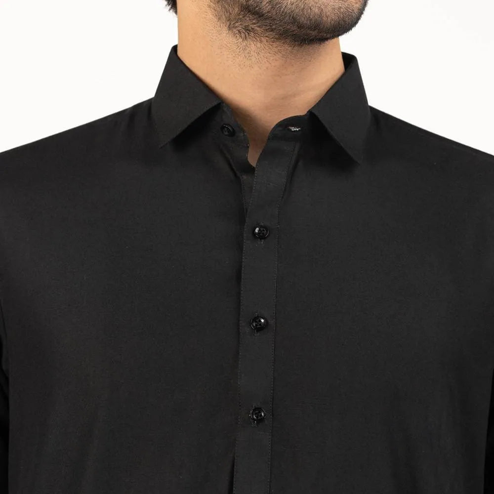 Black Wash & Wear Stitched Fabric