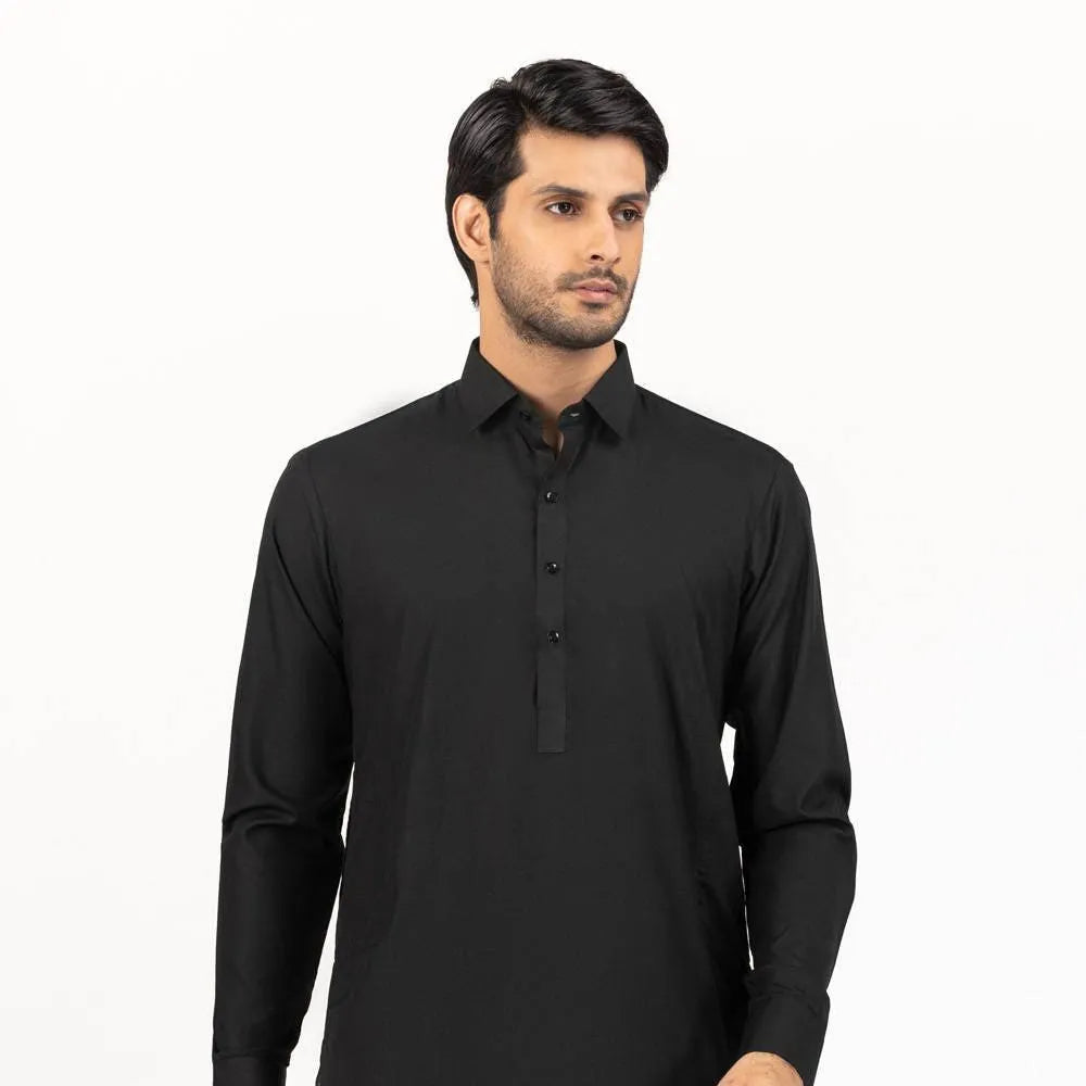 Black Wash & Wear Stitched Fabric