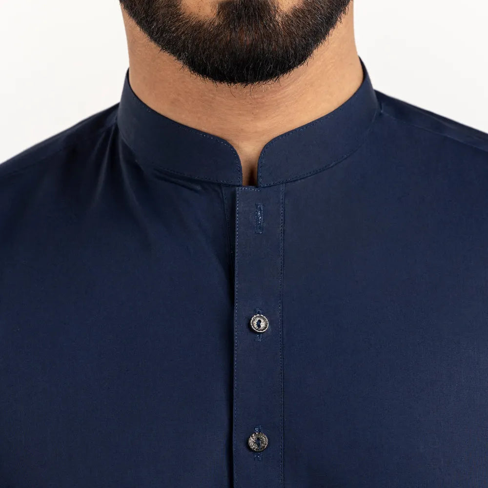 Navy Blue Cotton Stitched Fabric