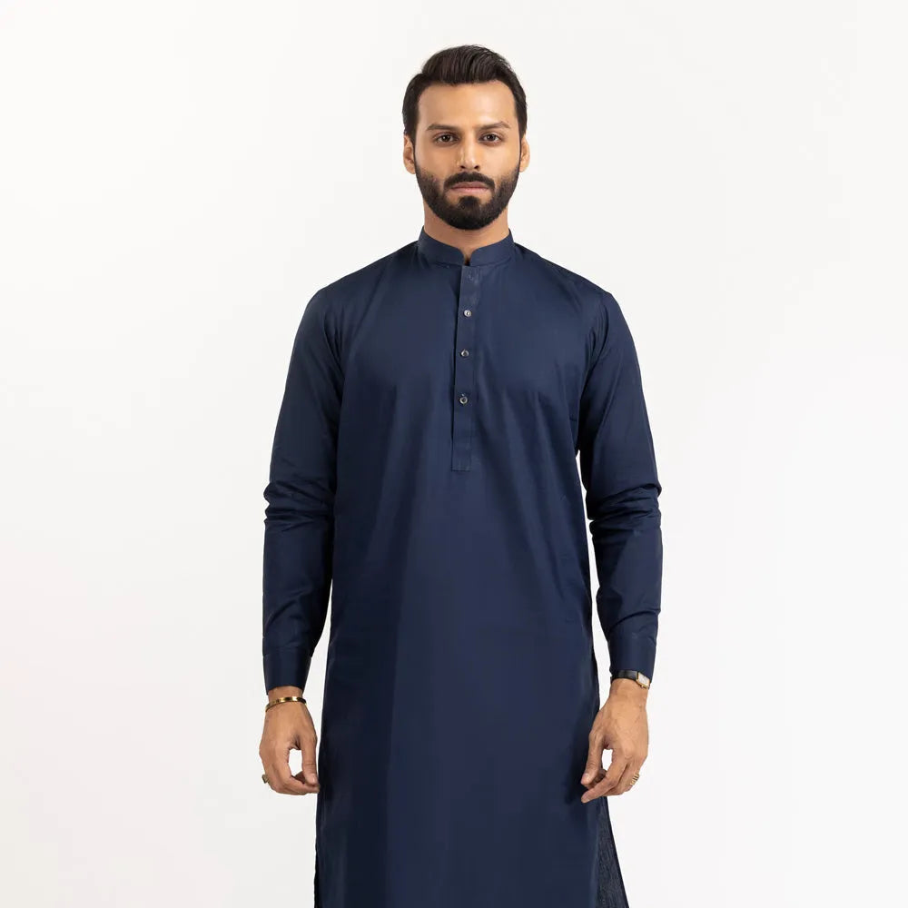 Navy Blue Cotton Stitched Fabric