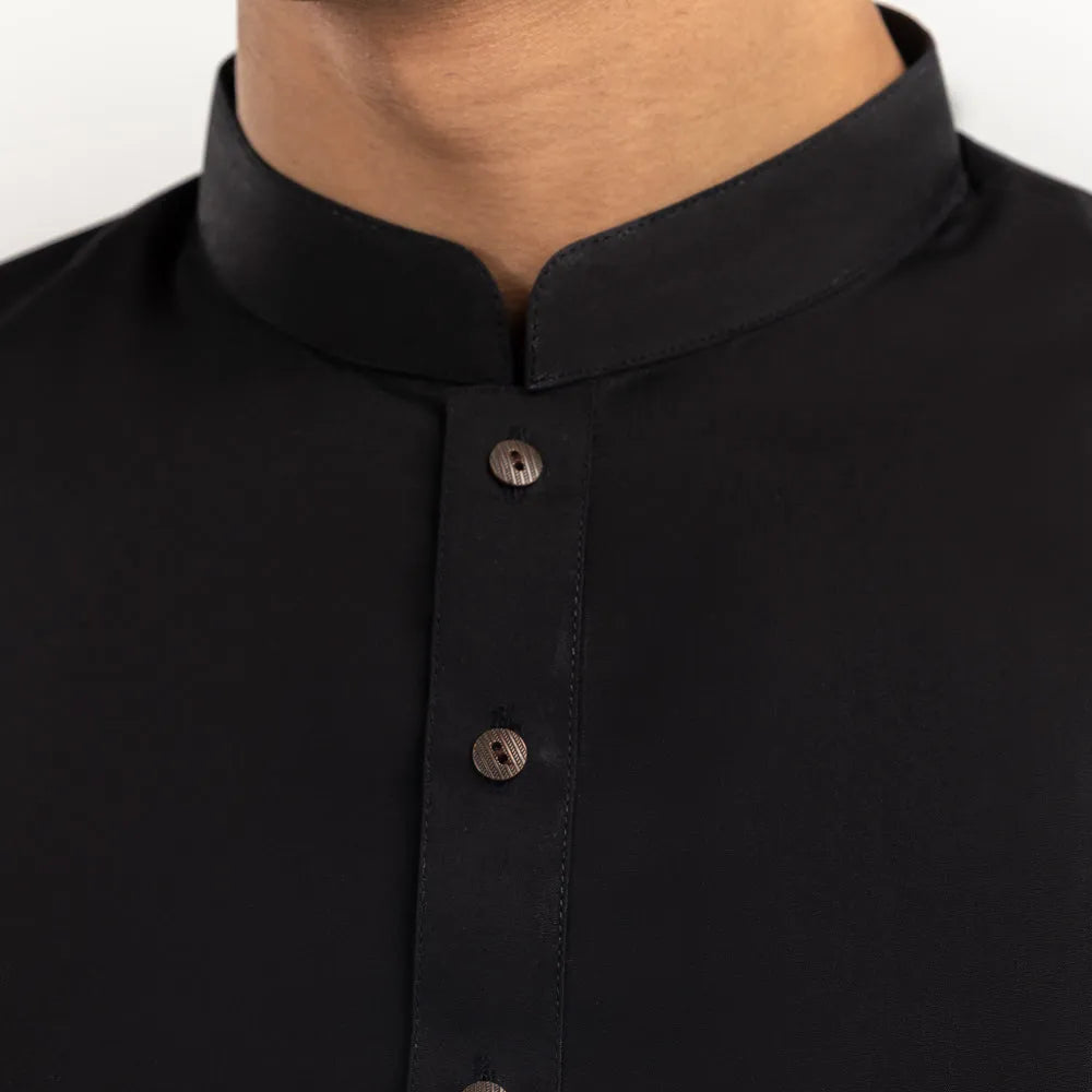 Black Cotton Stitched Fabric