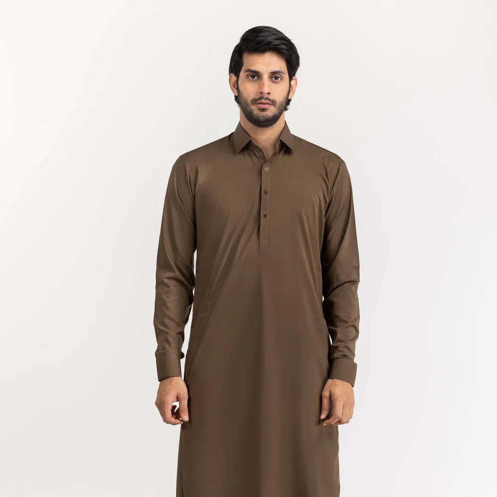 Brown Wash & Wear Stitched Fabric