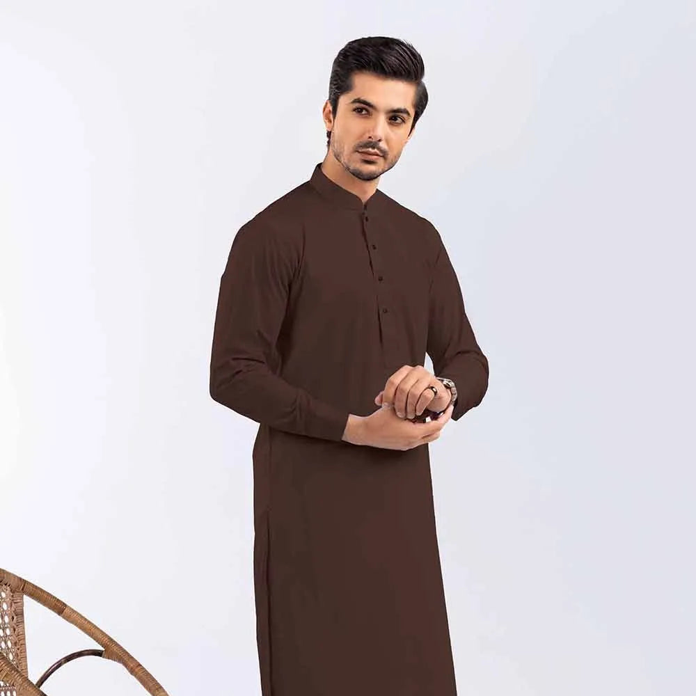 Dark Brown Stitched Latha Fabric