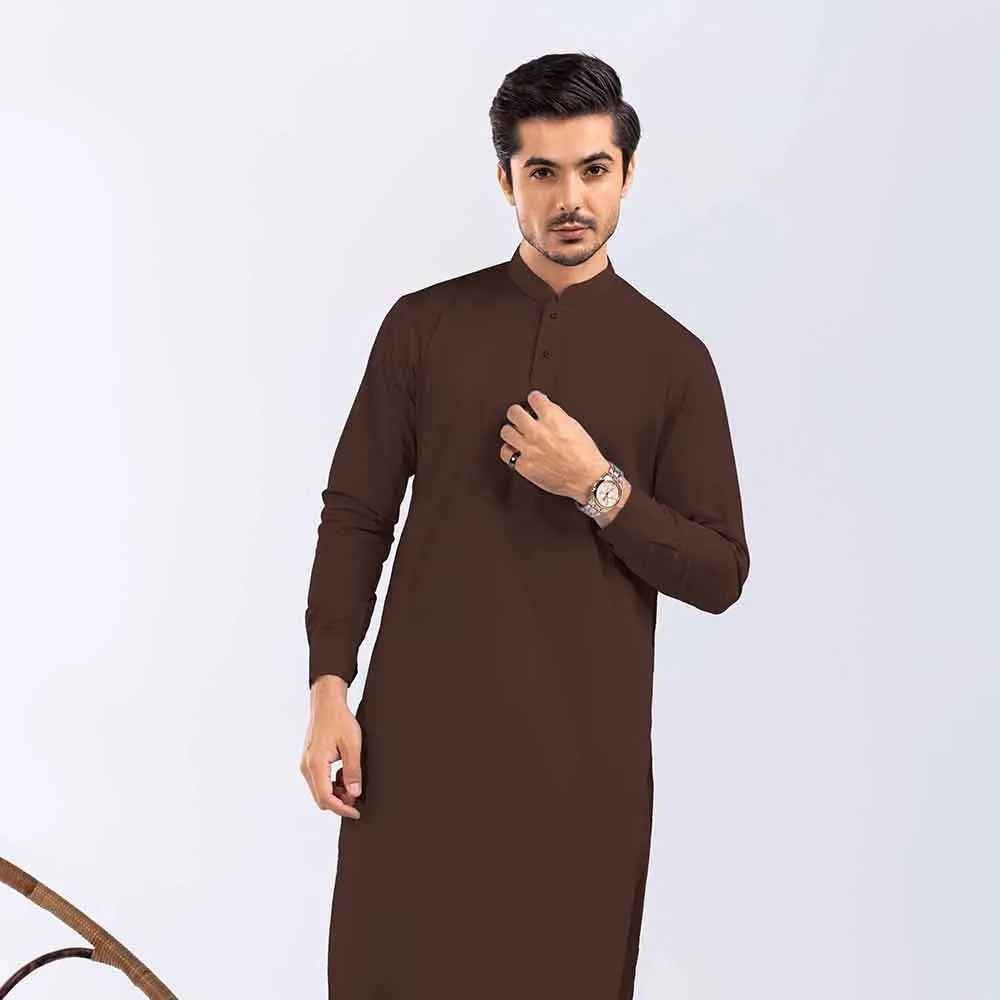 Dark Brown Stitched Latha Fabric