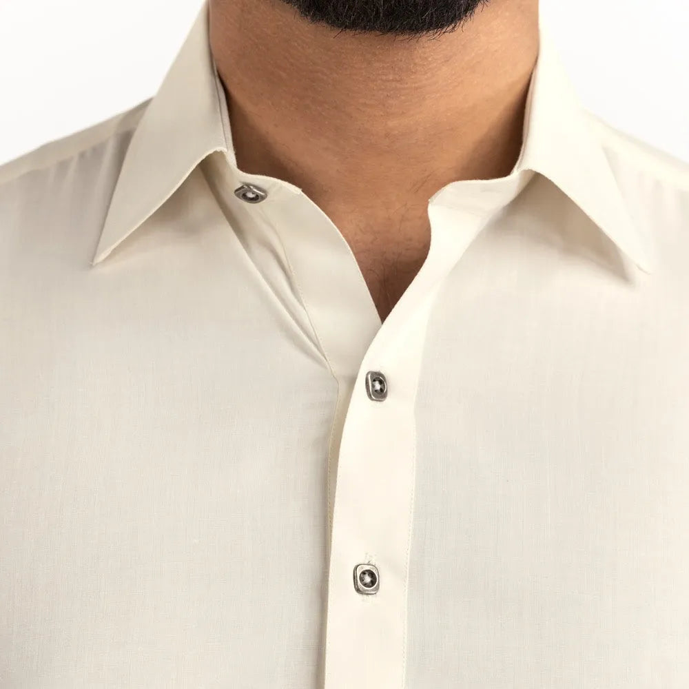 Cream Stitched Latha Fabric