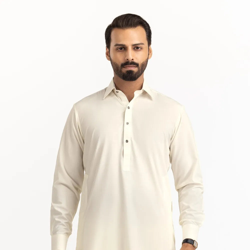 Cream Stitched Latha Fabric