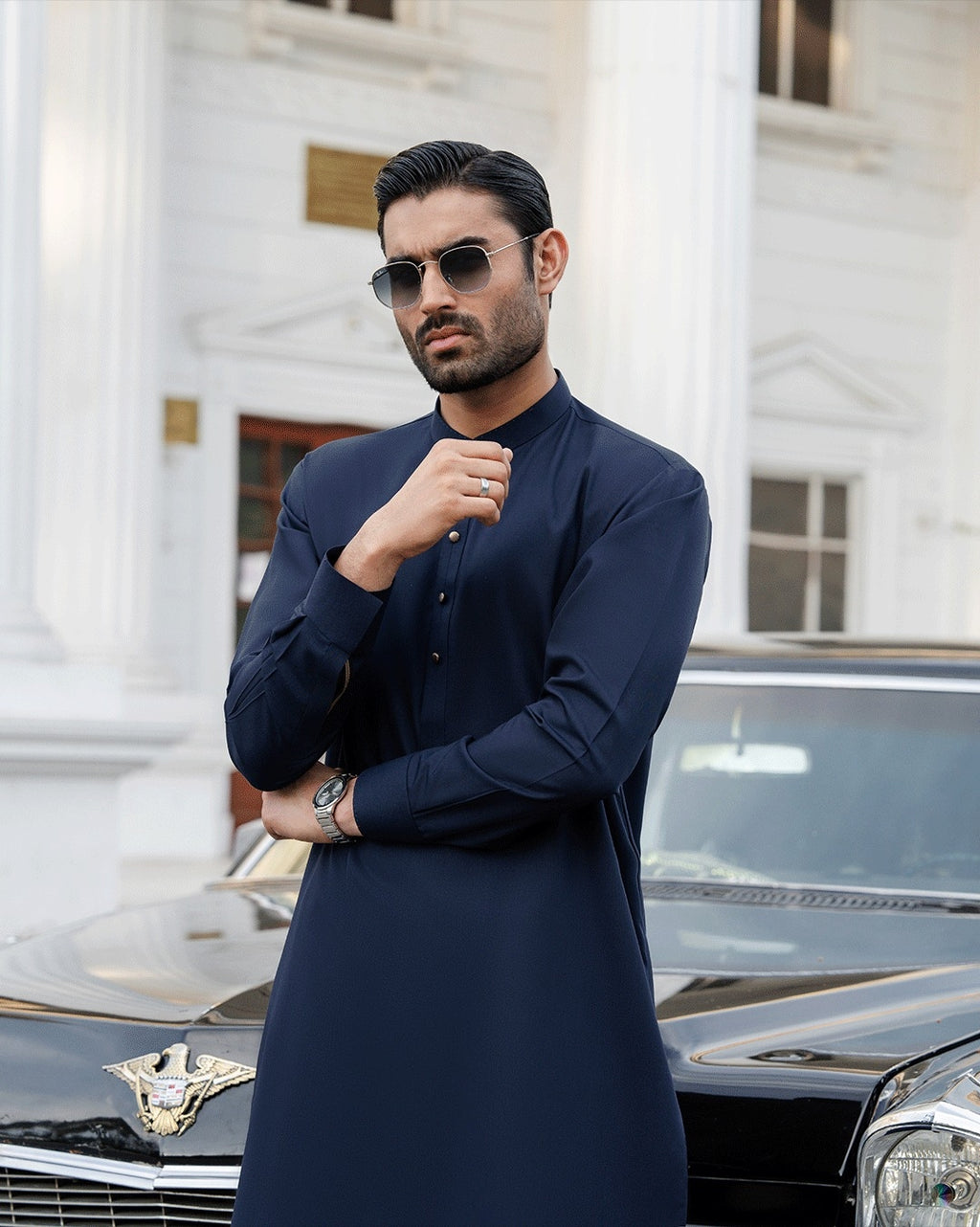 Classic Navy Wash & Wear Unstitched Fabric